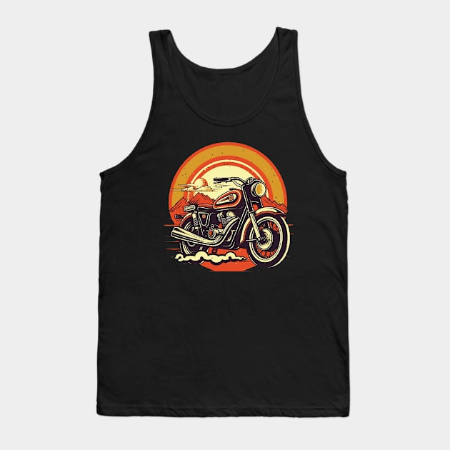 Motorcycle Design with Bold Colors and Distressed Retro Look Tank Top by WAADESIGN